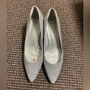 Silver glittery 2 inch heels….